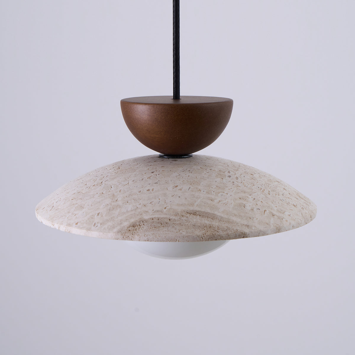 Travertine Pendant Lamp with Wood and Glass – Modern Hanging Light