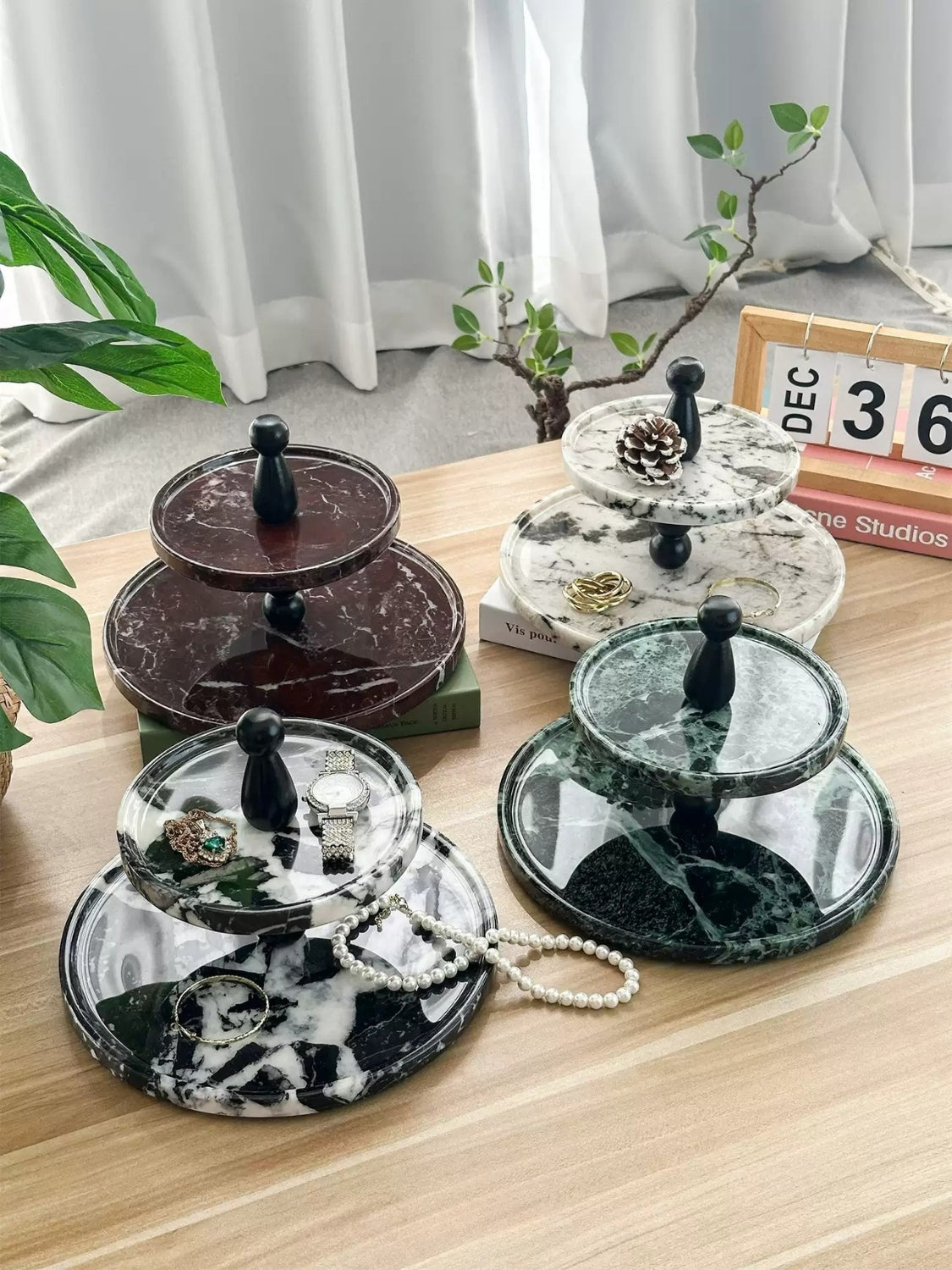 Natural Marble Luxury Double-Tier Organizer Tray