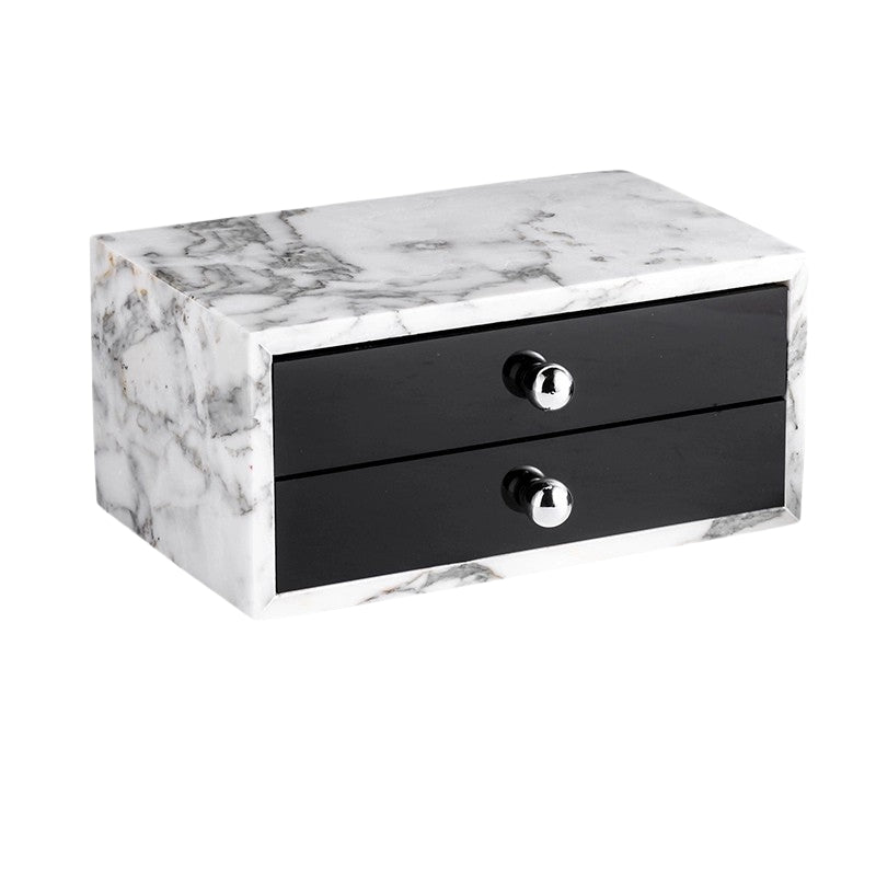 Minimalist Calacatta Marble Drawer Storage Box - Hotel Bathroom Organizer