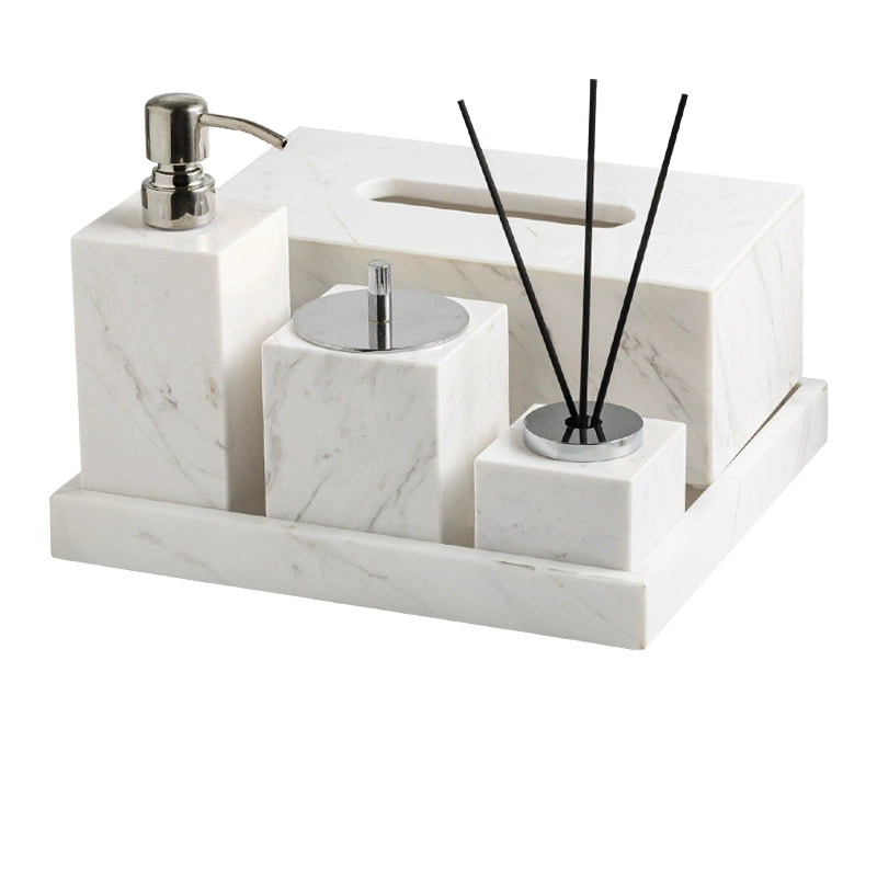 Jazz White Marble Luxury Bath Set - Hotel & Homestay Bathroom Organizer