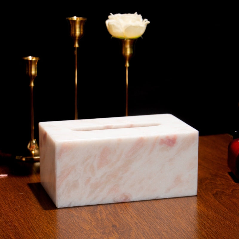Rainbow Rose Marble Tissue Box - Luxury Natural Stone Decor