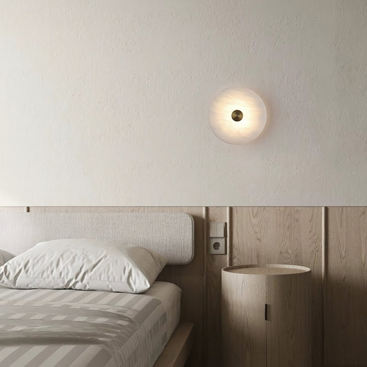 Round Alabaster Wall Light – Modern Disc Shaped Decorative Sconce