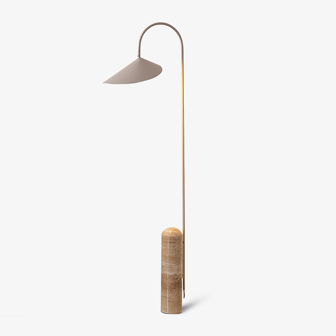 Modern Floor Lamp with Black Marble Base and Leaf-Shaped Lampshade