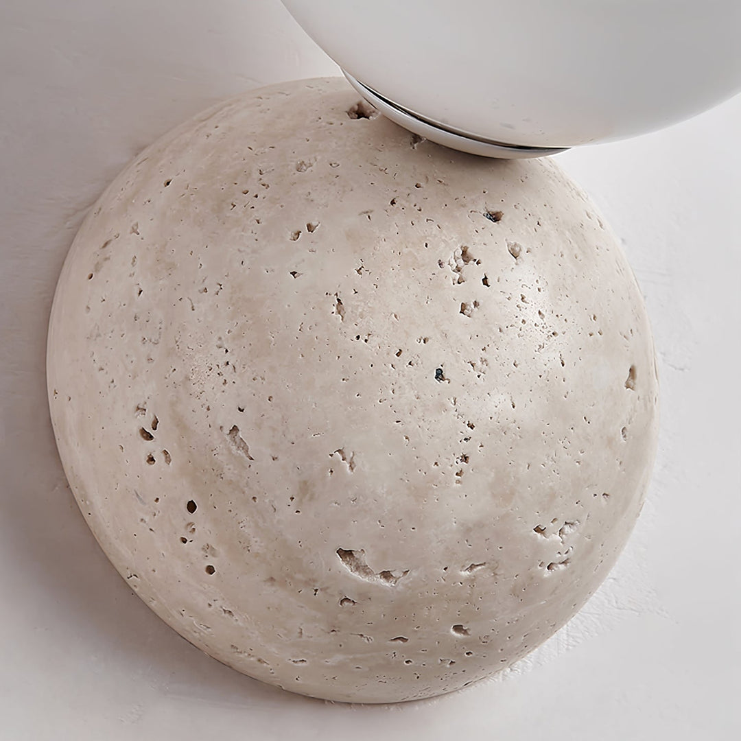 Travertine Wall Light with Glass Globe – Modern Decorative Sconce