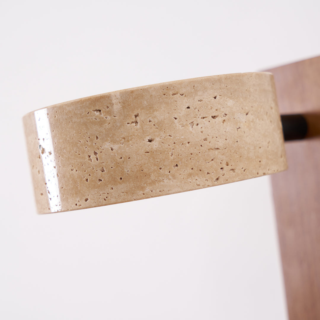 Travertine Wall Light with Wood – Modern Rotatable Sconce Lamp