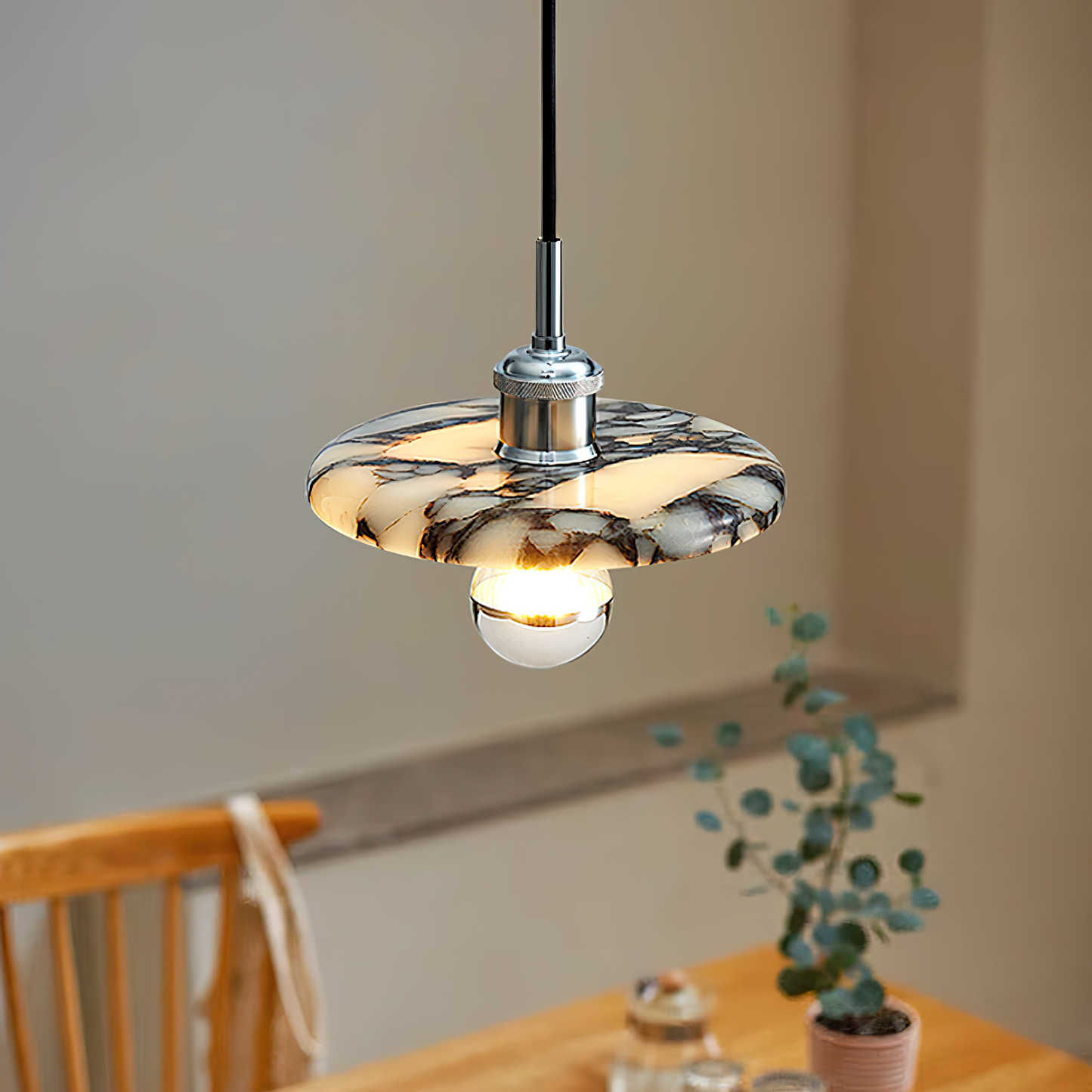 Marble Pendant Lamp – Modern Hanging Light for Dining Room or Living Room
