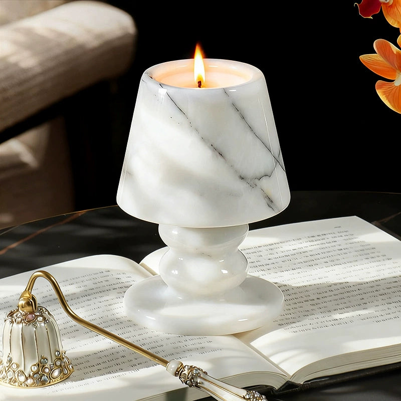 Vintage Wabi-Sabi Calacatta Marble Candle Holder