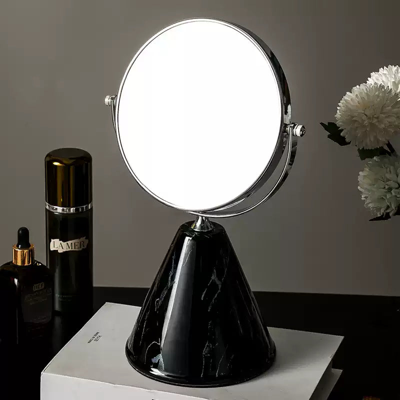 Marble Vein Double-Sided Rotating Vanity Mirror