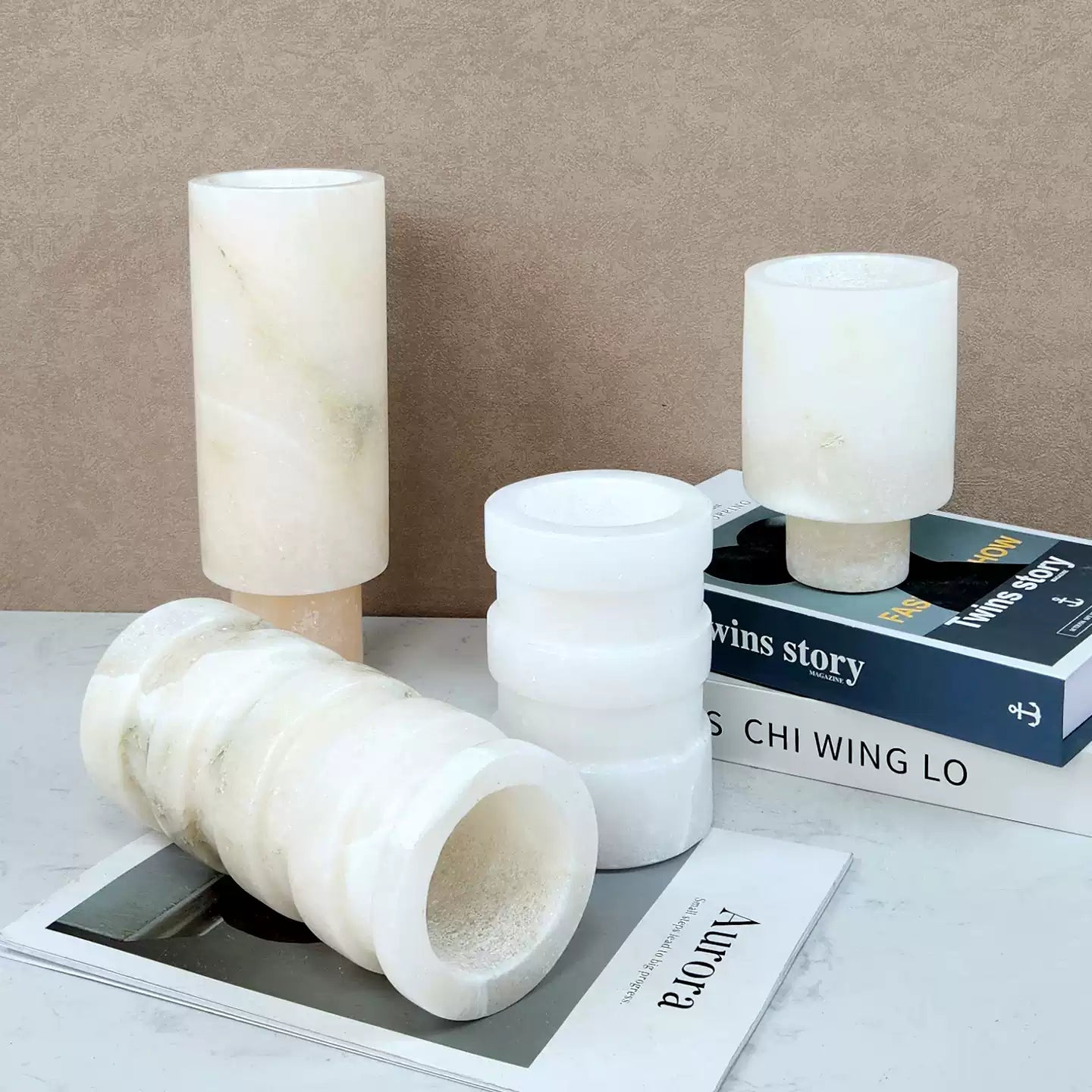 French Luxury Geometric Onyx Vase