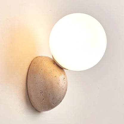 Travertine Wall Light with Glass Globe – Modern Decorative Sconce