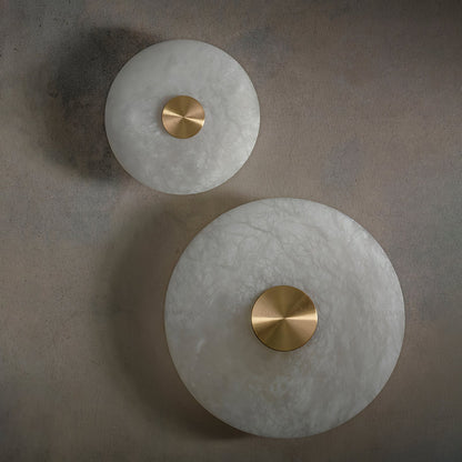 Round Alabaster Wall Light – Modern Disc Shaped Decorative Sconce