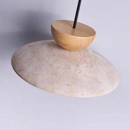 Travertine Pendant Lamp with Wood and Glass – Modern Hanging Light