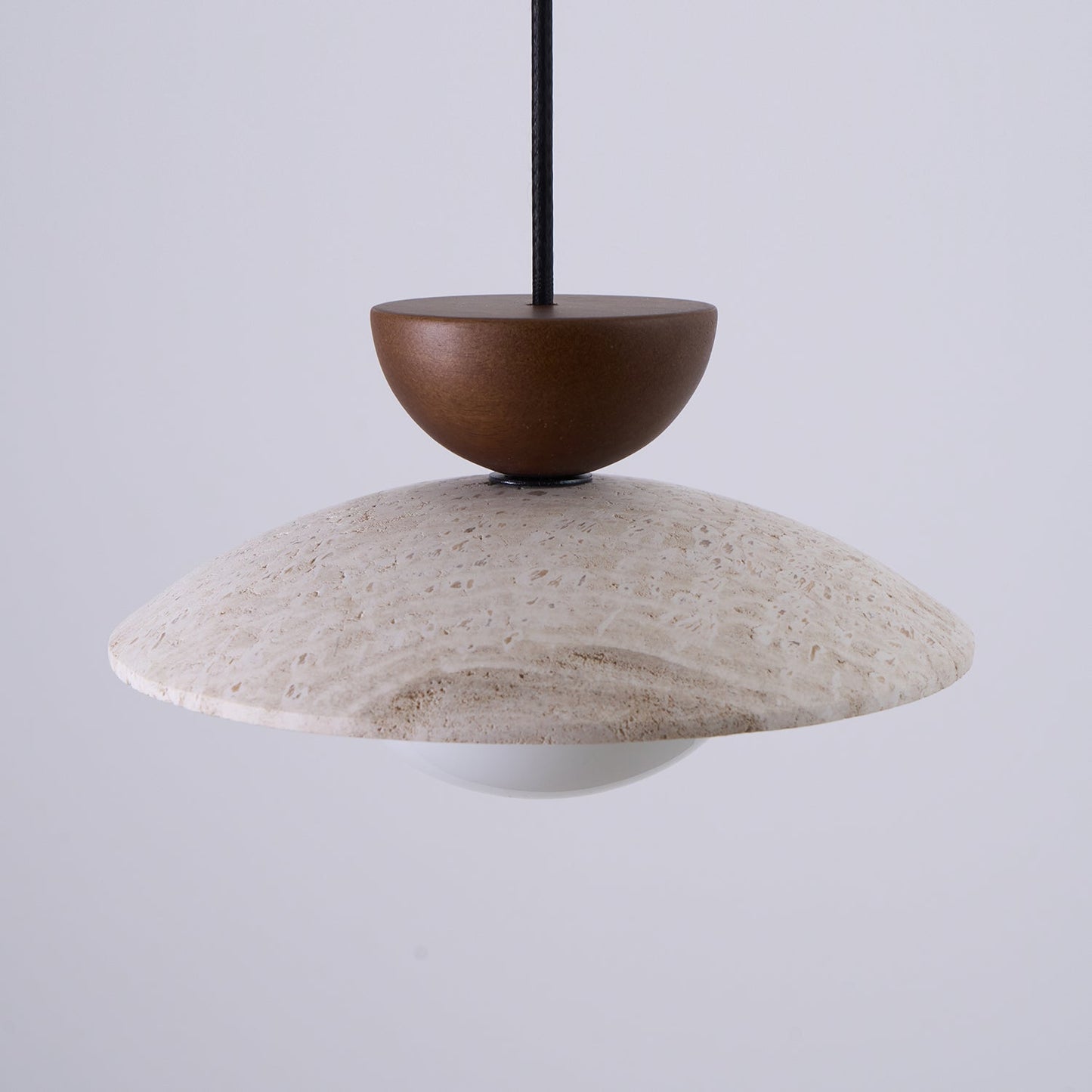 Travertine Pendant Lamp with Wood and Glass – Modern Hanging Light