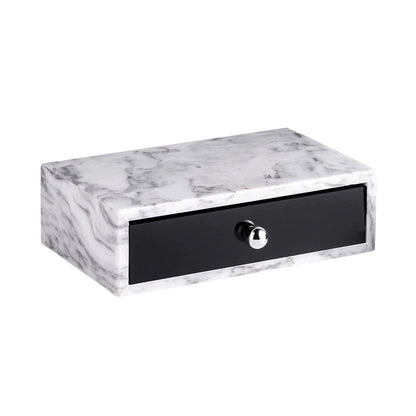 Minimalist Calacatta Marble Drawer Storage Box - Hotel Bathroom Organizer
