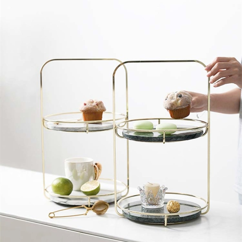 Modern Marble 2 Tier Standing Tray