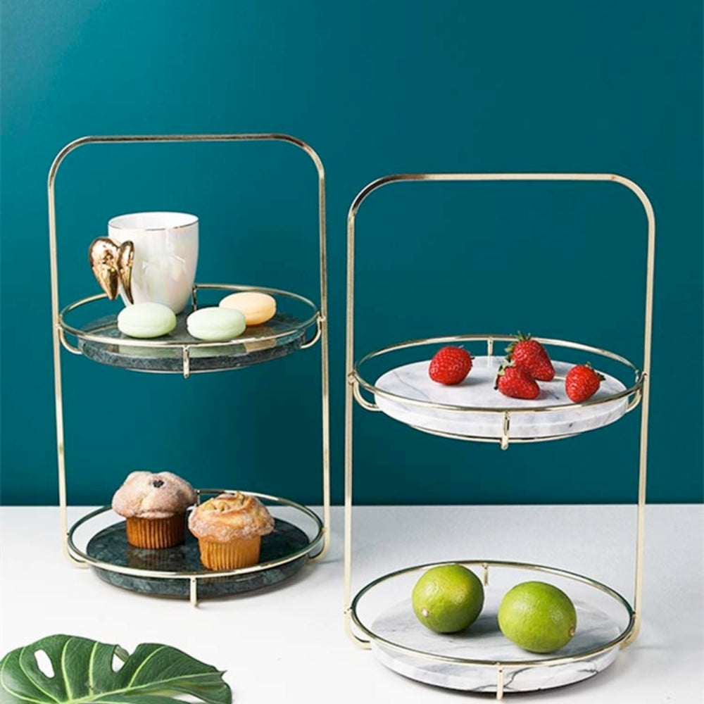 Modern Marble 2 Tier Standing Tray