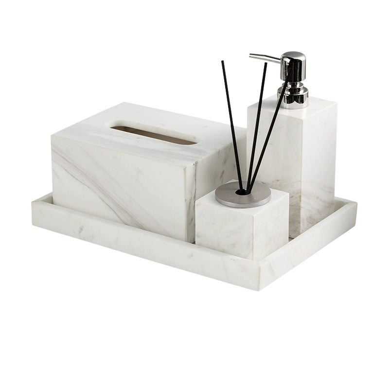 Jazz White Marble Luxury Bath Set - Hotel & Homestay Bathroom Organizer