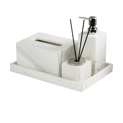 Jazz White Marble Luxury Bath Set - Hotel & Homestay Bathroom Organizer