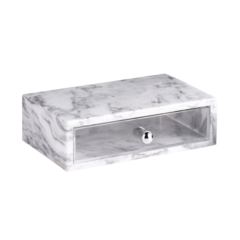 Minimalist Calacatta Marble Drawer Storage Box - Hotel Bathroom Organizer