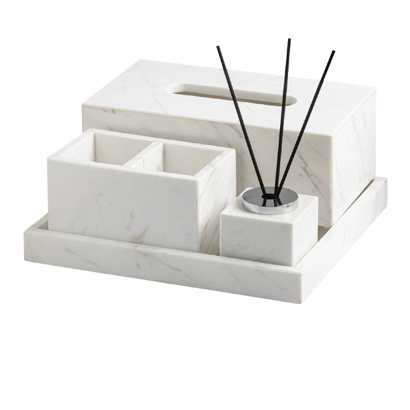 Jazz White Marble Luxury Bath Set - Hotel & Homestay Bathroom Organizer