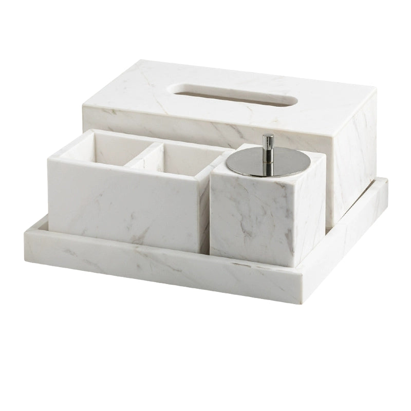 Jazz White Marble Luxury Bath Set - Hotel & Homestay Bathroom Organizer