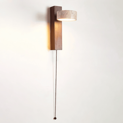 Travertine Wall Light with Wood – Modern Rotatable Sconce Lamp