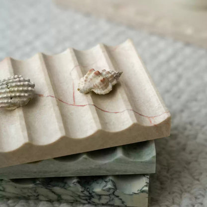 Natural Marble Wave Soap Dish | French Luxury Drainage Soap & Jewelry Tray