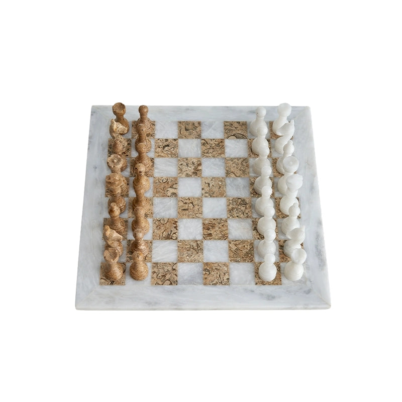 Natural Marble Chess Set – Luxury Modern Living Room Decor