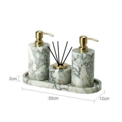 Cold Emerald Marble Mid-Century Bath Set