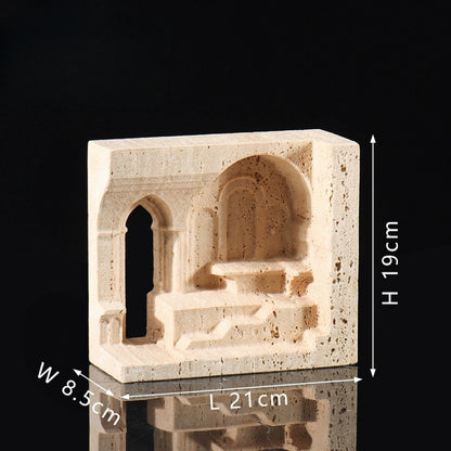 Wabi-Sabi Luxury Travertine Architecture Sculpture Decor