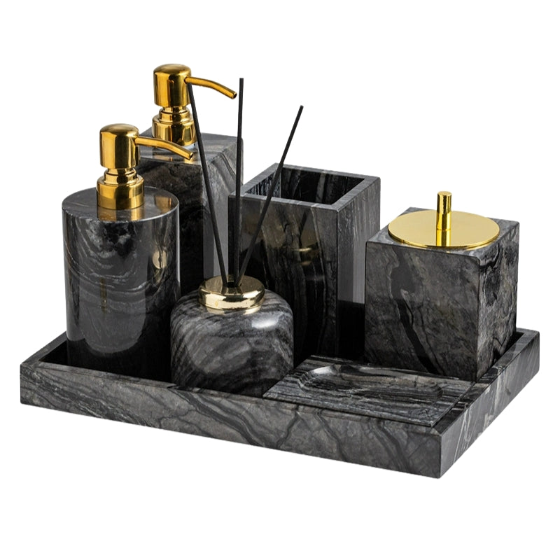 Wood Grain Marble Bath Set - Luxury Hotel & Club Bathroom Organizer