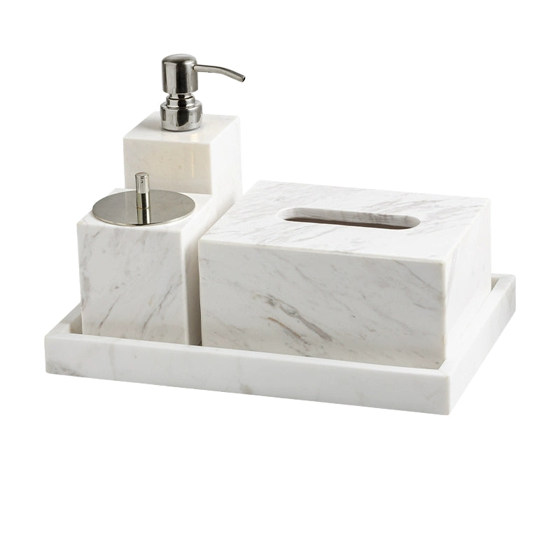 Jazz White Marble Luxury Bath Set - Hotel & Homestay Bathroom Organizer