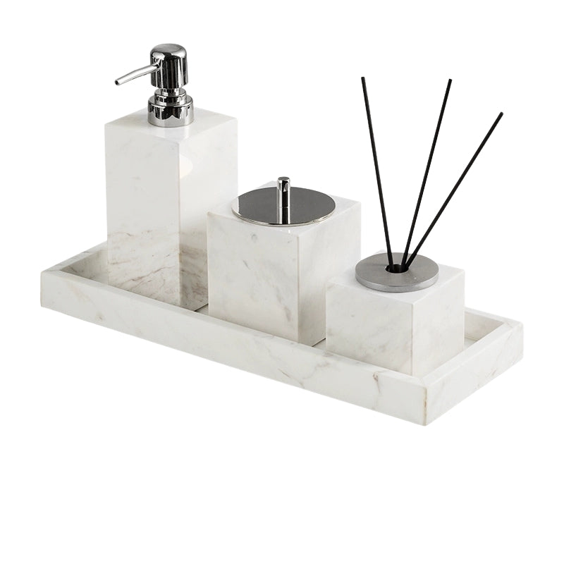 Jazz White Marble Luxury Bath Set - Hotel & Homestay Bathroom Organizer