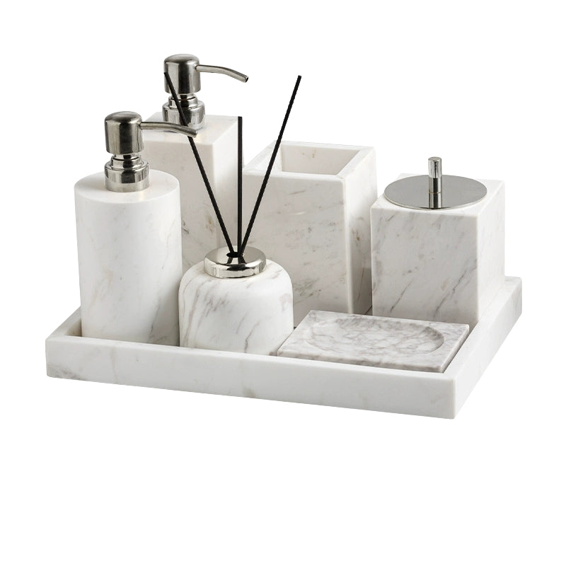 Jazz White Marble Luxury Bath Set - Hotel & Homestay Bathroom Organizer