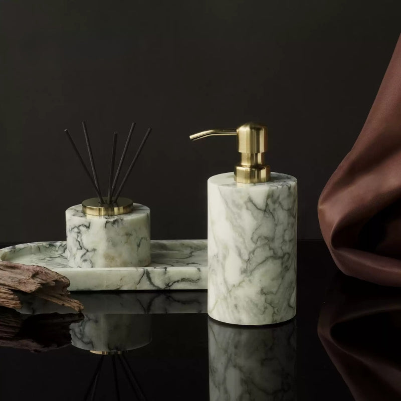 Cold Emerald Marble Mid-Century Bath Set