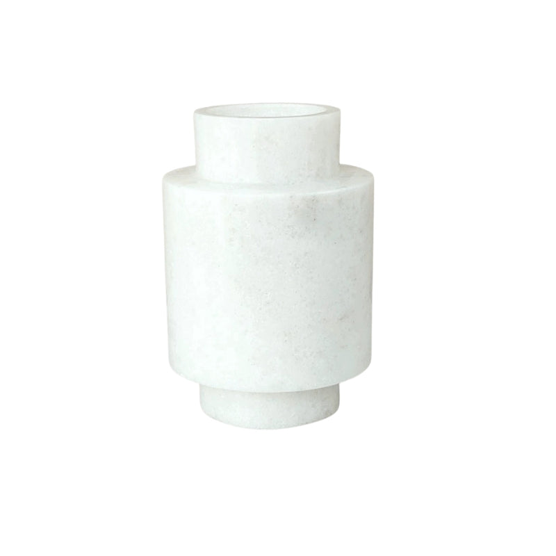 French Light Luxury White Marble Geometric Vase Collection