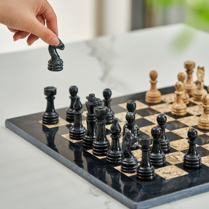 Natural Marble Chess Set – Luxury Modern Living Room Decor