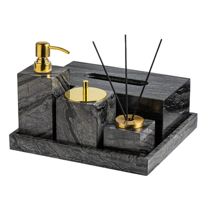 Wood Grain Marble Bath Set - Luxury Hotel & Club Bathroom Organizer