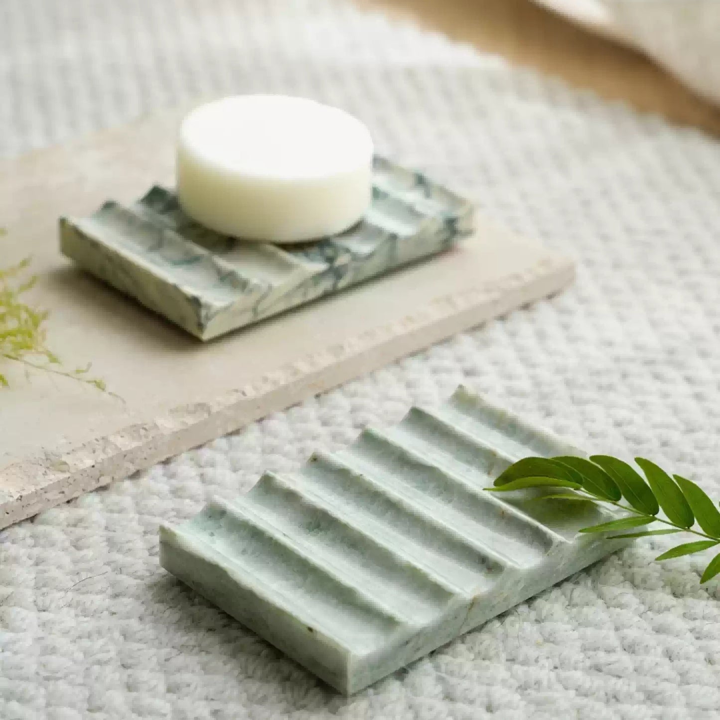 Natural Marble Wave Soap Dish | French Luxury Drainage Soap & Jewelry Tray