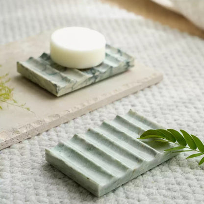 Natural Marble Wave Soap Dish | French Luxury Drainage Soap & Jewelry Tray