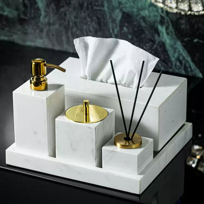 Jazz White Marble Luxury Bath Set - Hotel & Homestay Bathroom Organizer