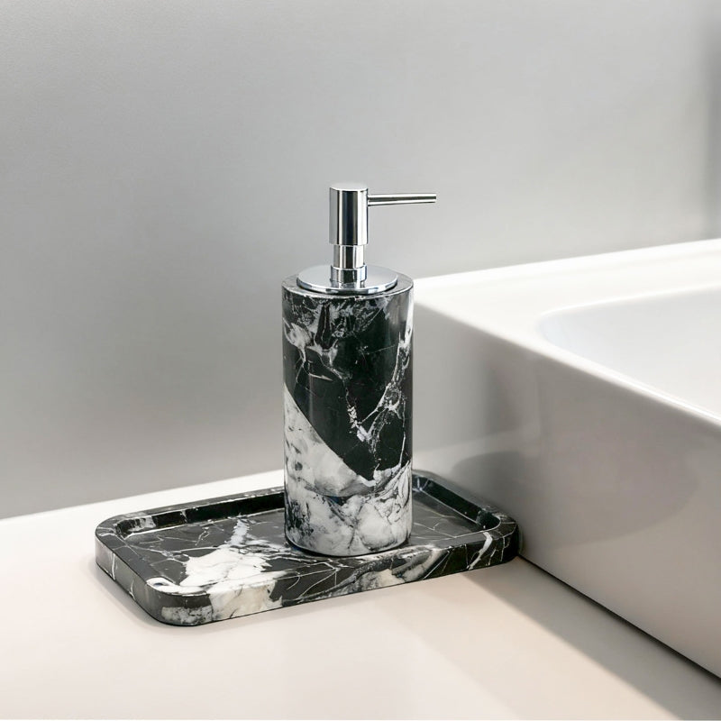 Black & White Marble Luxury Hotel-Style Bath Organizer Set