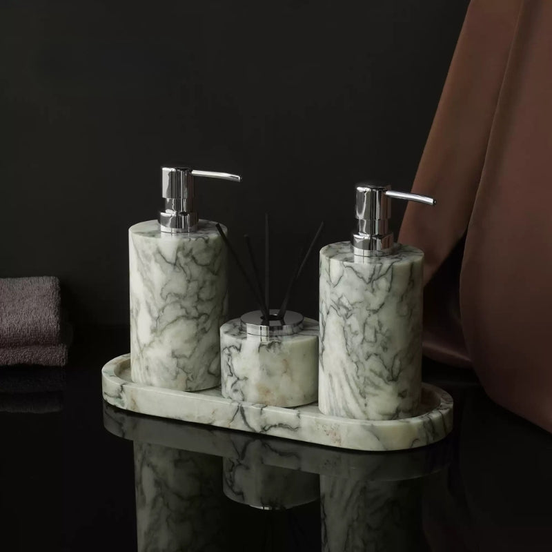 Cold Emerald Marble Mid-Century Bath Set