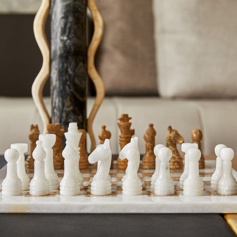 Natural Marble Chess Set – Luxury Modern Living Room Decor