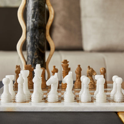 Natural Marble Chess Set – Luxury Modern Living Room Decor