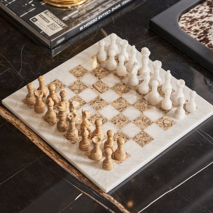 Natural Marble Chess Set – Luxury Modern Living Room Decor
