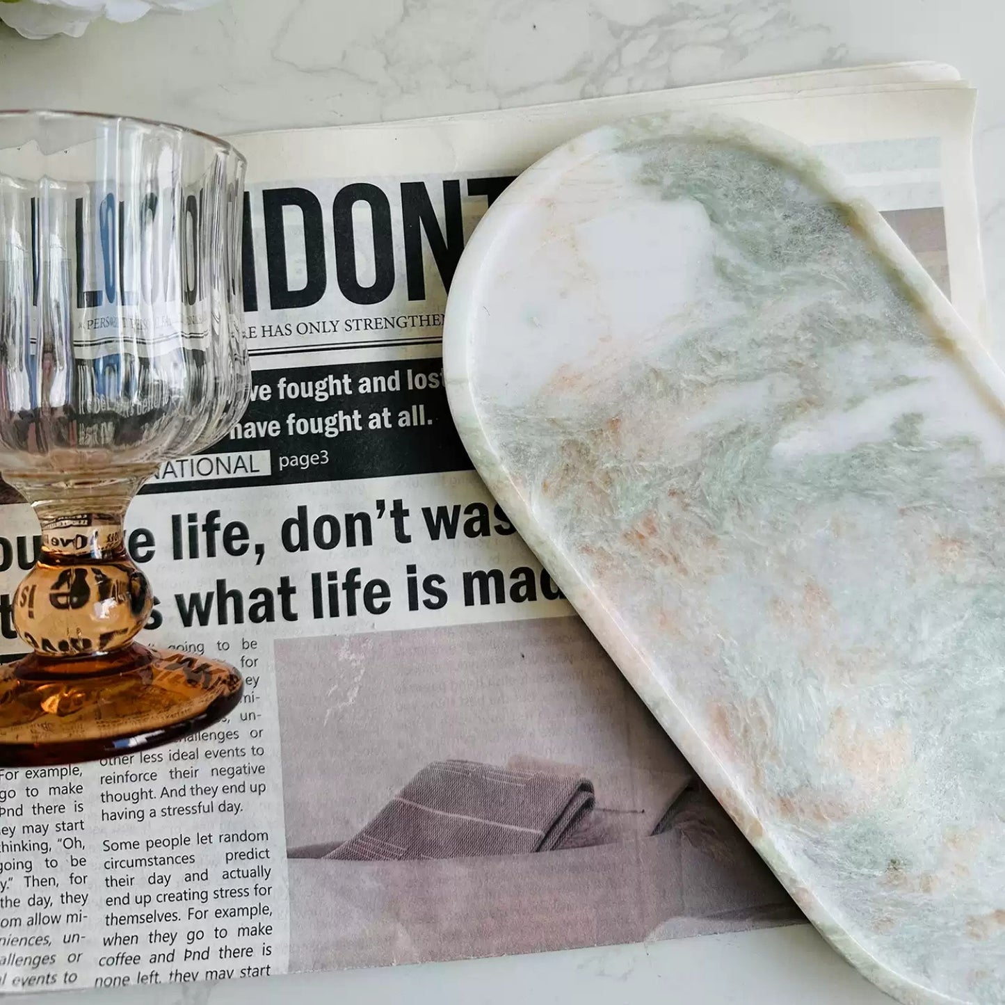 Natural Jade Marble Luxury Oval Tray - Aromatherapy & Jewelry Organizer