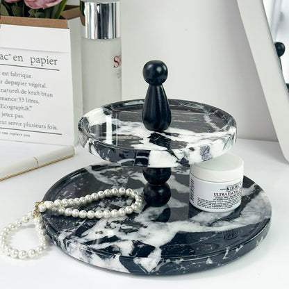 Natural Marble Luxury Double-Tier Organizer Tray