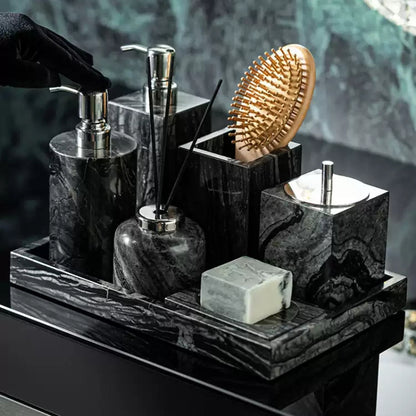 Wood Grain Marble Bath Set - Luxury Hotel & Club Bathroom Organizer