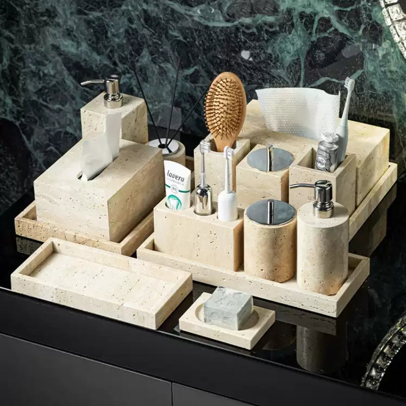 Wabi-Sabi Travertine Bath Collection